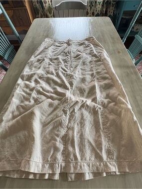 VTG 90s Laura Ashley Cream Midi Skirt Front Pockets Back Slit detailed hem 14